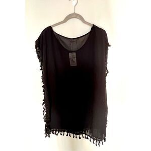 GD key black tassle swim cover up NWT S/M